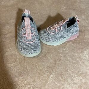 First Steps Gray and Pink baby Sneakers